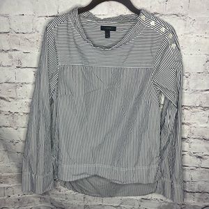 0 jcrew stripped button shoulder long sleeve top